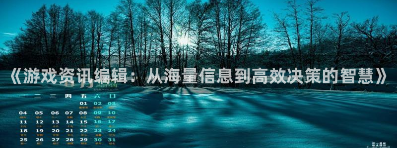 赢咖娱乐2登录：《游戏资讯编辑：从海量信息到高效决策的智慧》